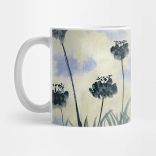 Black Flowers Watercolor Painting Mug